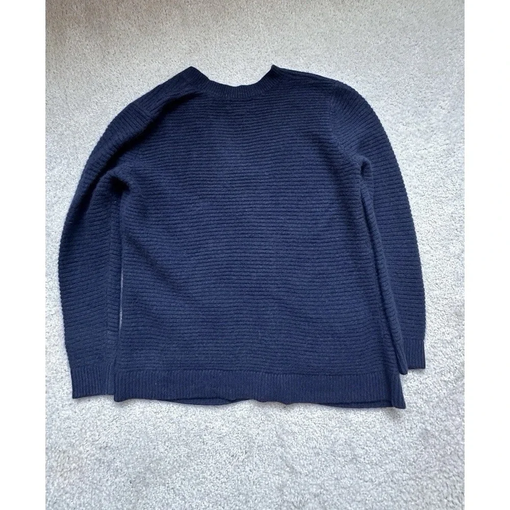 Lands' End Girls 100% Cashmere Cardigan Sweater Size L 14-16 Navy Blue